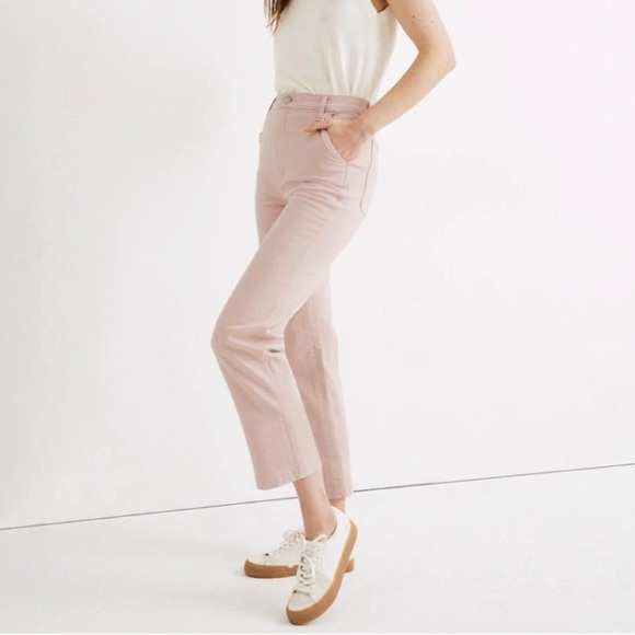 Madewell Denim - Madewell Women’s Sz 27 Pink Classic Straight Leg High Waisted Cropped Jeans